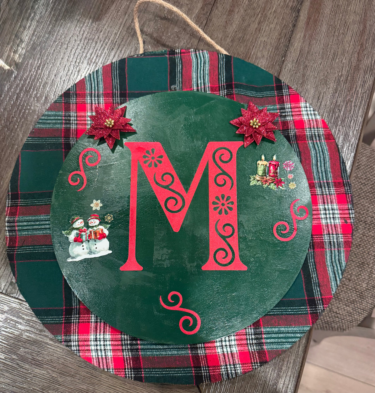 Monogrammed Holiday Door Hanger 16" M