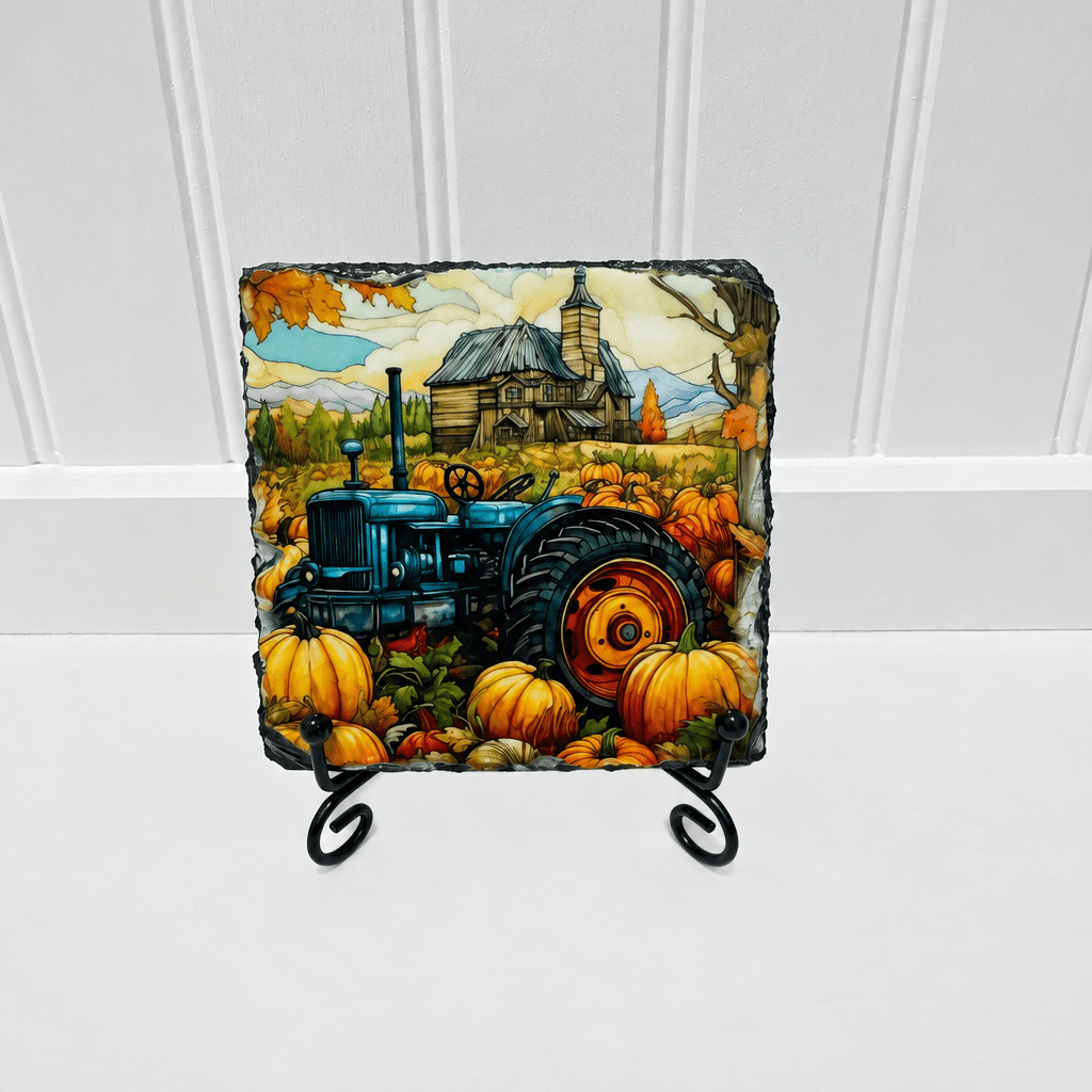 🍁 Rustic Fall Tractor 4" Coaster