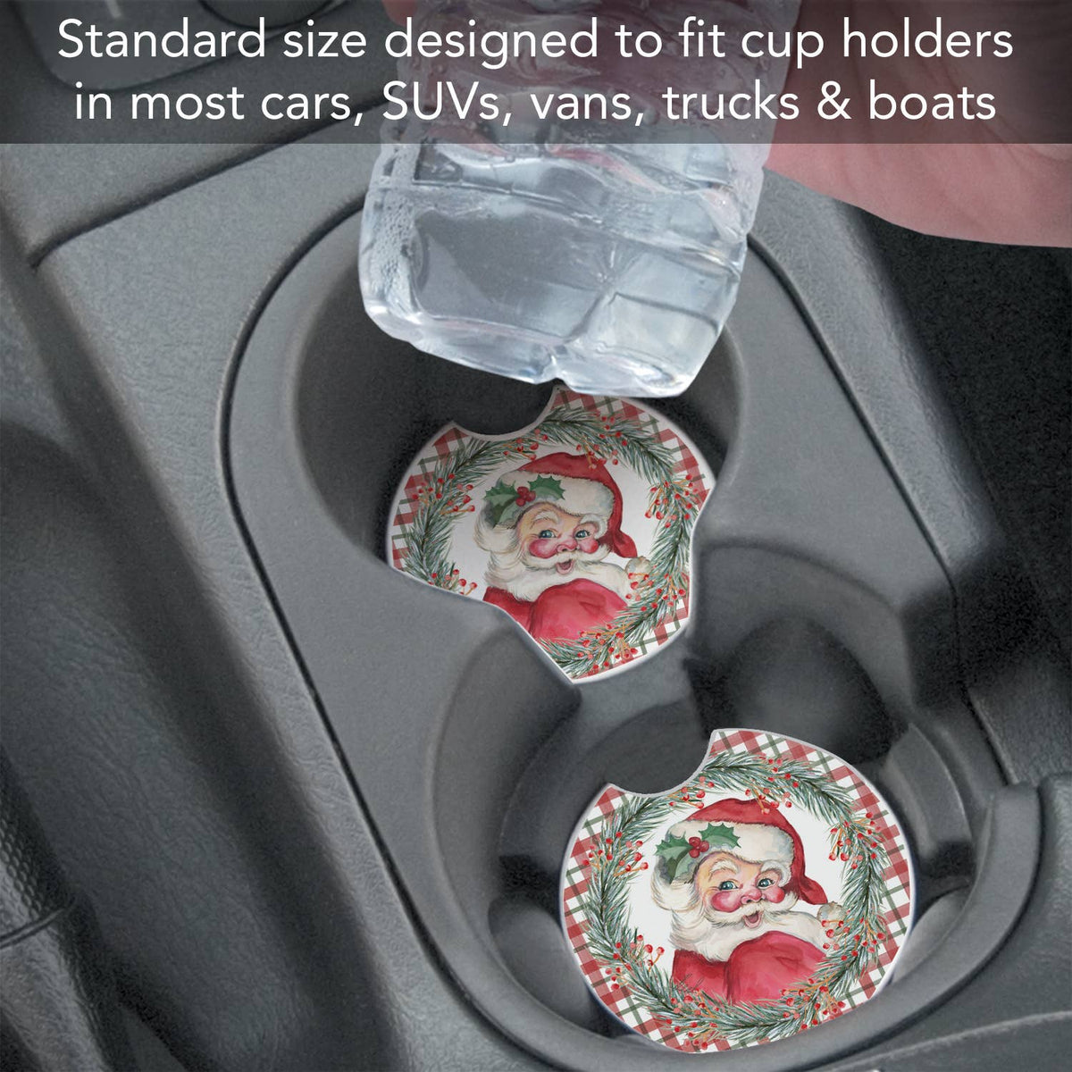 "Vintage Santa" Absorbent Stone Car Coaster 1pk