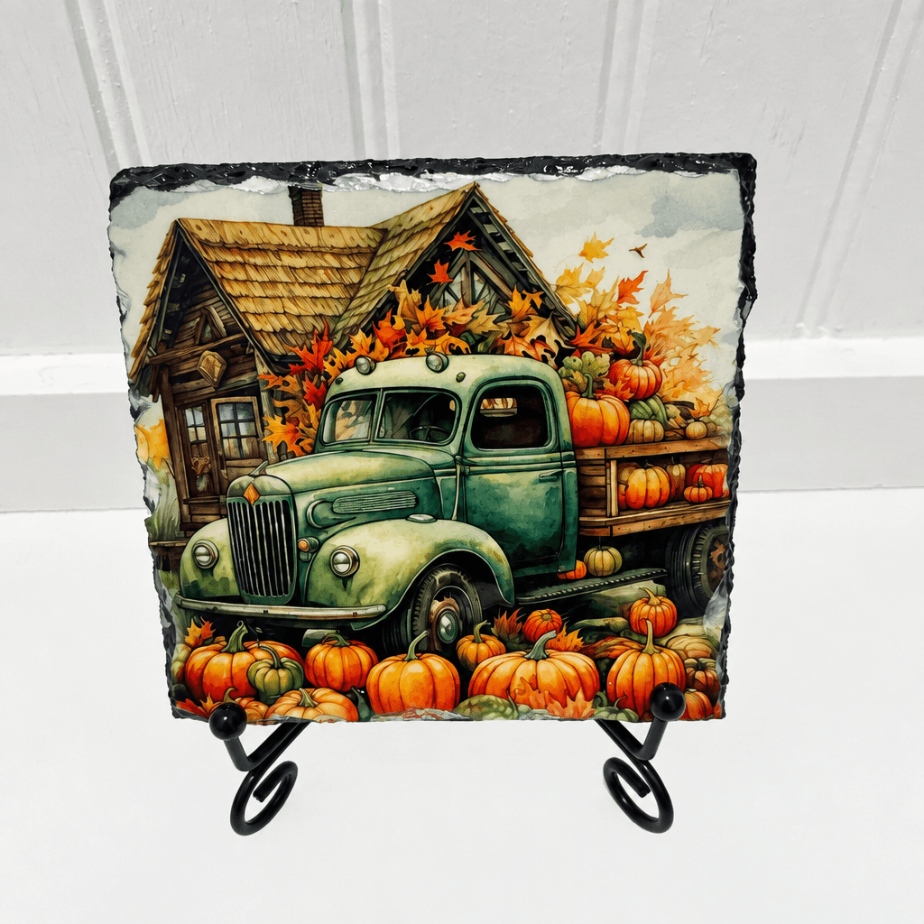 🍂 Vintage Autumn Truck 4" Coaster