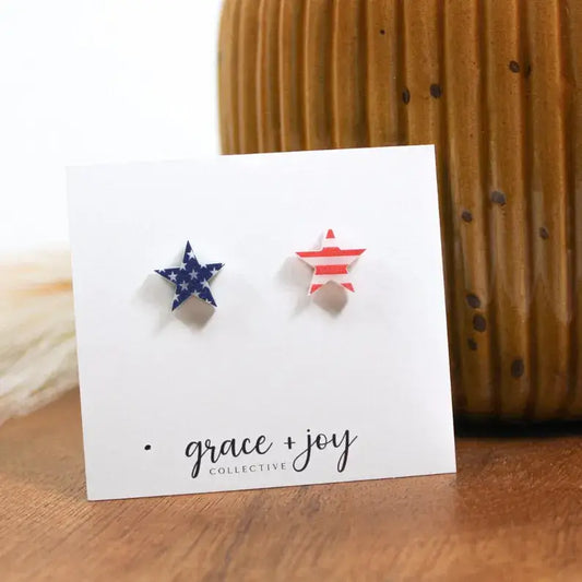 US Flag Star Stud Earring, Acrylic Earrings