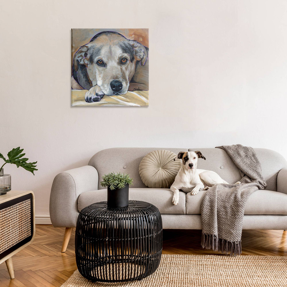 Cozy Dog Portrait Canvas Art