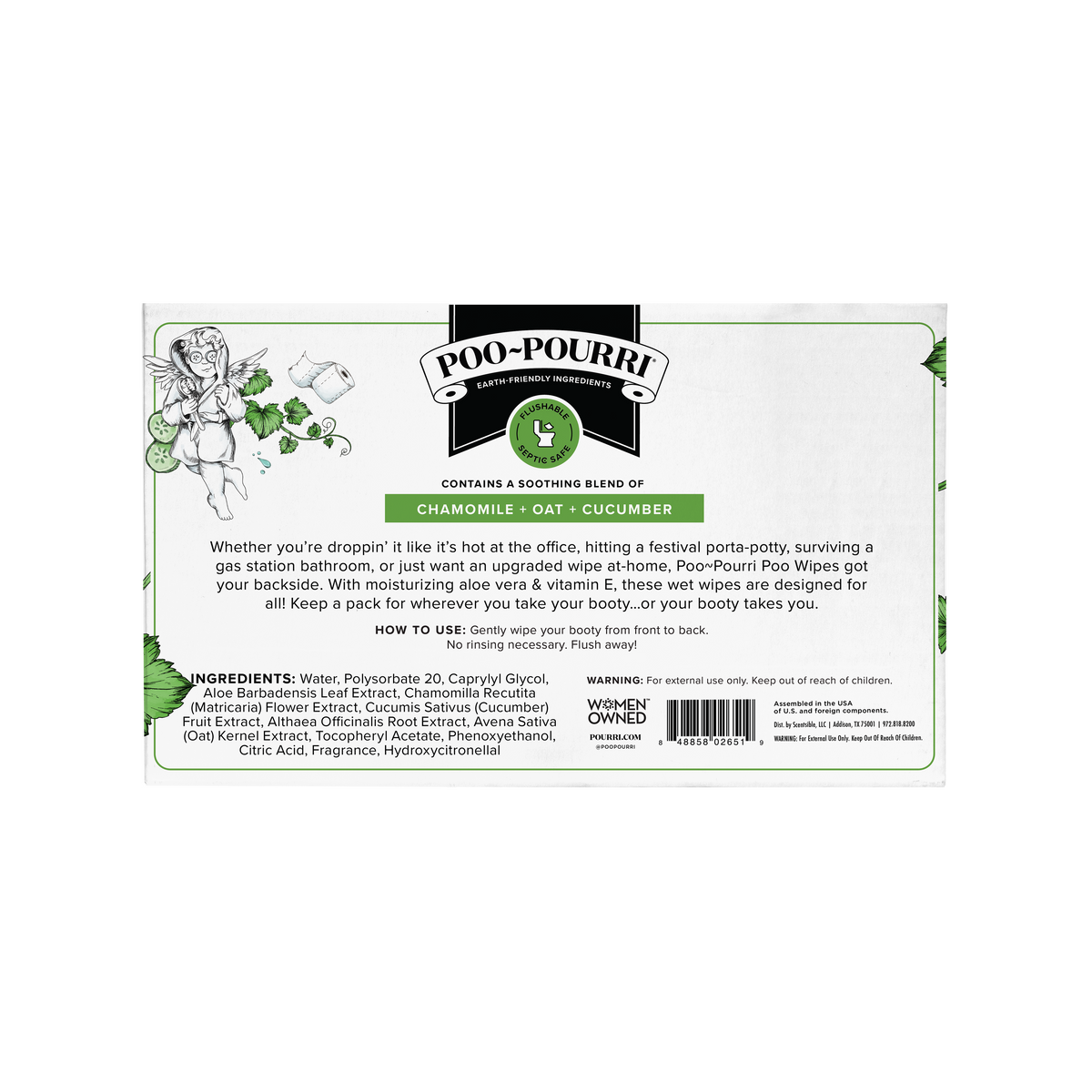 Poo~Pouri Cucumber & Aloe Poo~Pourri Flushable Wipes 50ct