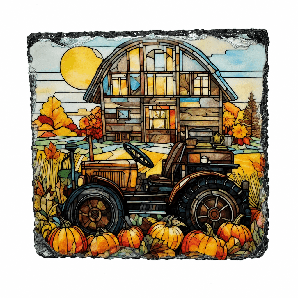 🍂 Fall Farmhouse Tractor 4" Coaster