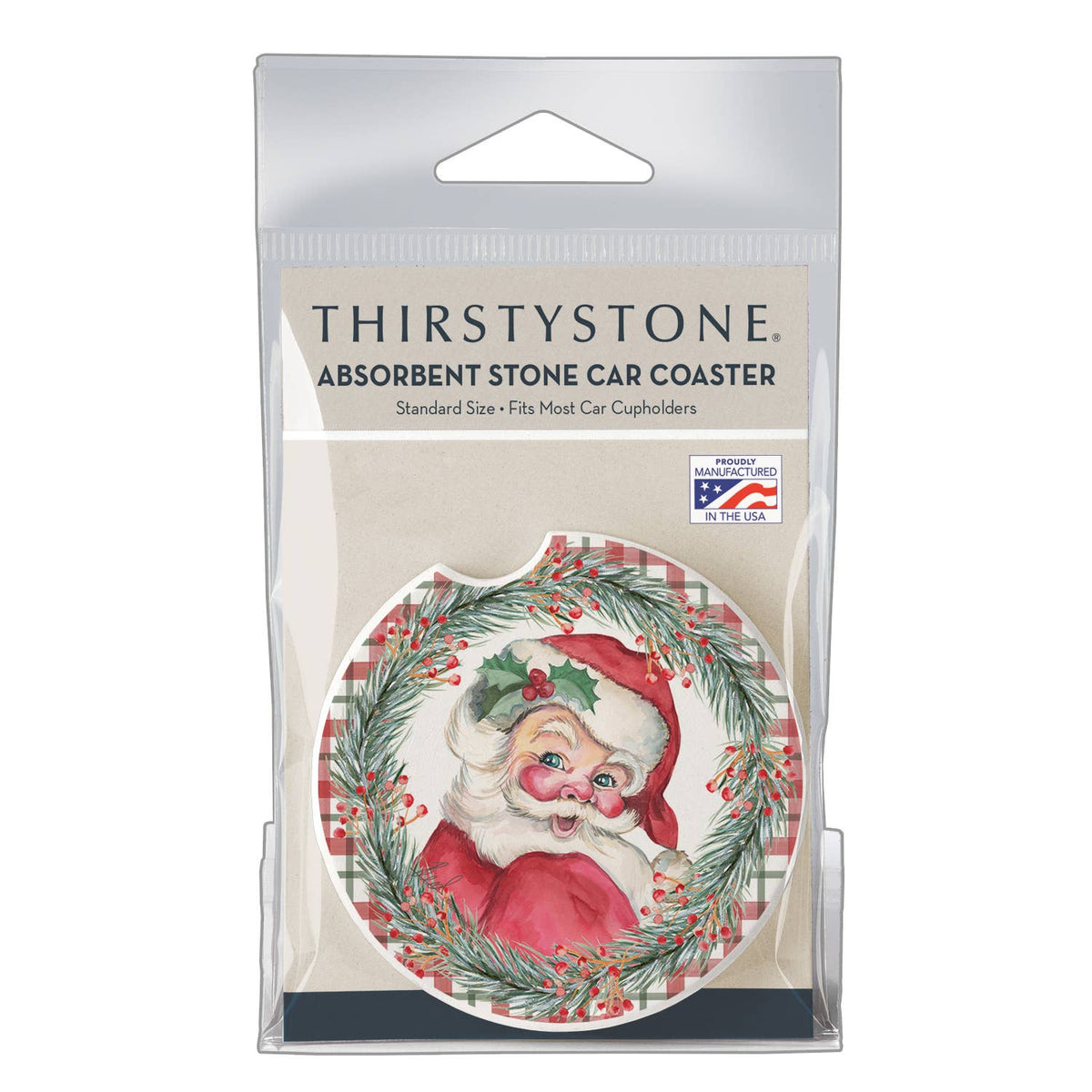 "Vintage Santa" Absorbent Stone Car Coaster 1pk